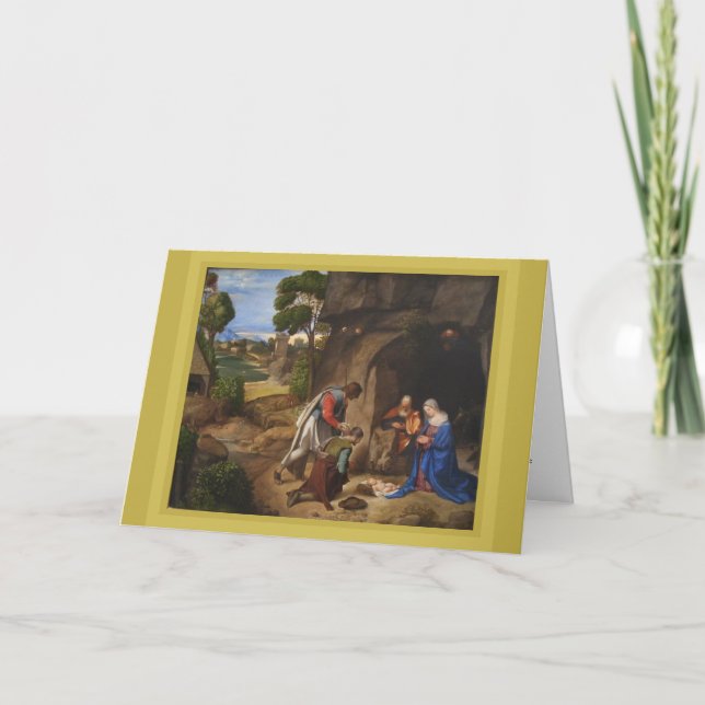 Tarjeta Festiva Adoración Giorgione de los Pastores (Anverso)