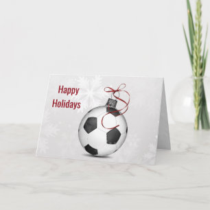 Tarjeta Festiva adorno de balón de fútbol Felicitaciones Navideñas