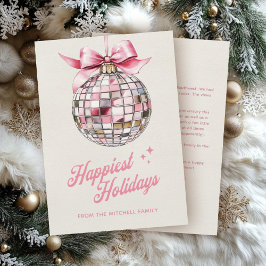 Tarjeta Festiva Adorno de Bola de Disco Moderna Divertida Felices 