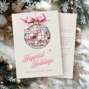 Tarjeta Festiva Adorno de Bola de Disco Moderna Divertida Felices 