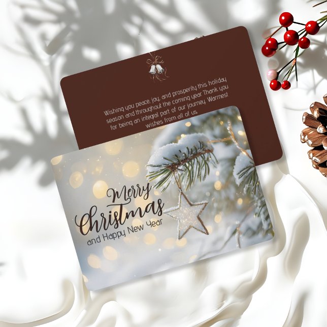 Tarjeta Festiva Adorno de estrella de rama de pino Elegante Navida (Subido por el creador)