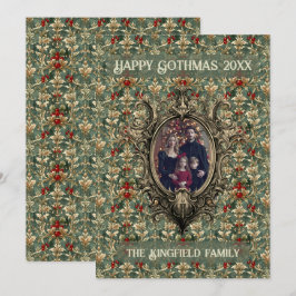 Tarjeta Festiva Adorno de familia de Berry de invierno victoriano 