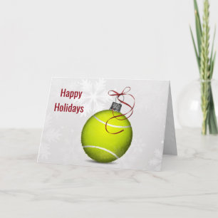Tarjeta Festiva adorno de pelota de tenis Saludos Navideños