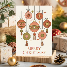 Tarjeta Festiva Adorno Navideño Boho Groovy