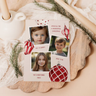 Tarjeta Festiva Adorno Navideño en Acuarela Foto