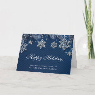 Tarjeta Festiva Adorno Navideño Plateado Retro Saludo Corporativo