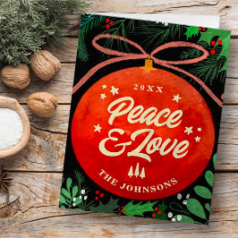 Tarjeta Festiva Adorno Navideño Rojo Moderno Botánico