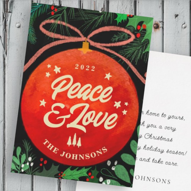 Tarjeta Festiva Adorno Navideño Rojo Moderno Botánico (Subido por el creador)