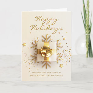 Tarjeta Festiva Adorno Navideño Rosa Dorado Saludo Corporativo