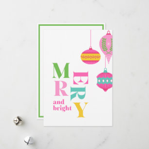 Tarjeta Festiva Adornos de Acuarela Rosa Modernos y Elegantes sin