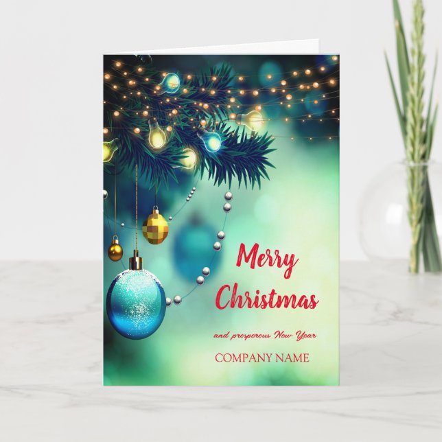 Tarjeta Festiva adornos de árbol de Navidad, mágicos (Anverso)