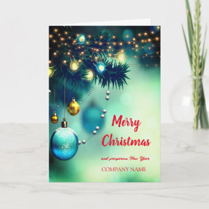 Tarjeta Festiva adornos de árbol de Navidad, mágicos