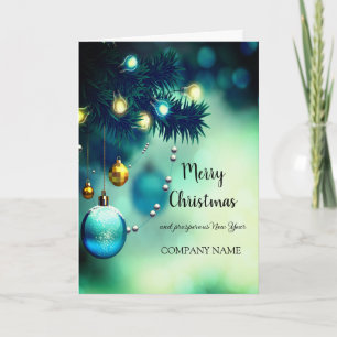 Tarjeta Festiva adornos de árbol de Navidad, mágicos