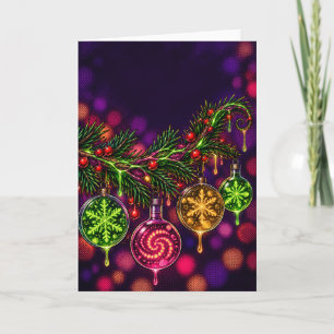 Tarjeta Festiva Adornos de botellas de poción brillantes en un pin