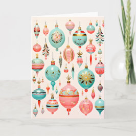 Tarjeta Festiva Adornos de Vidrio Antiguo para las Fiestas