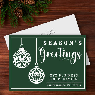 Tarjeta Festiva Adornos Elegantes Felicitaciones de Temporada Nego