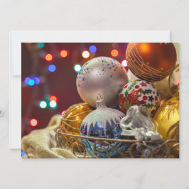 Tarjeta Festiva Adornos Navideños Coloridos y Festivos 