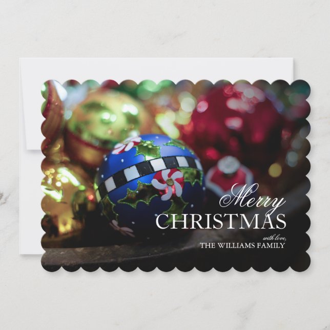 Tarjeta Festiva Adornos Navideños Decorativos Primer Plano (Anverso)