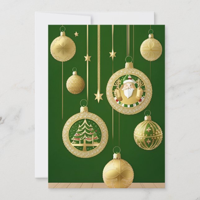 Tarjeta Festiva Adornos Navideños Festivos (Anverso)