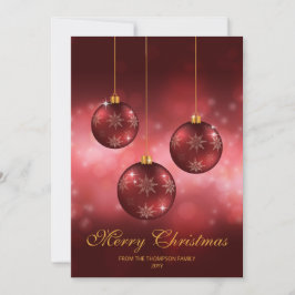 Tarjeta Festiva Adornos Navideños Festivos Rojos Con Texto Persona