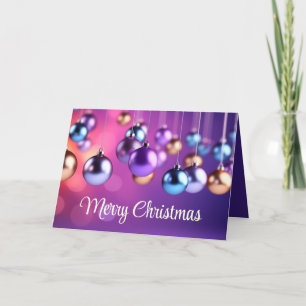 Tarjeta Festiva Adornos Navideños Morados