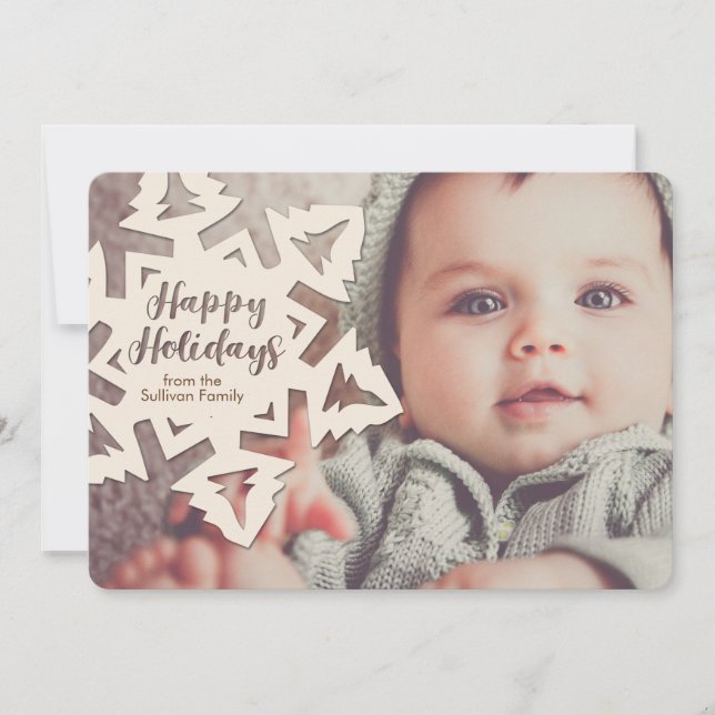 Tarjeta Festiva Adornos Navideños Personalizados de Papel Recortad (Anverso)