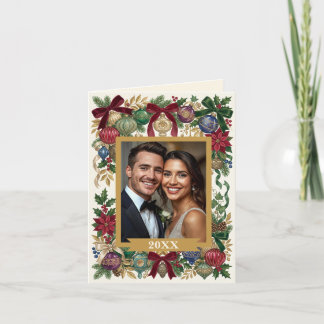 Tarjeta Festiva Adornos Navideños Personalizados Vintage/Antiguos