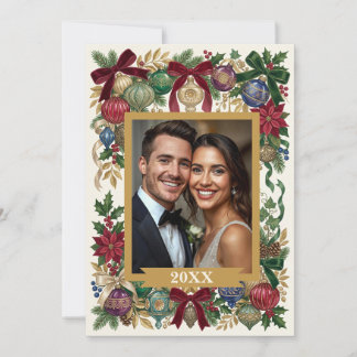 Tarjeta Festiva Adornos Navideños Personalizados Vintage/Antiguos