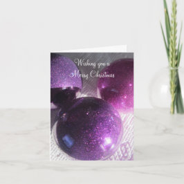 Tarjeta Festiva Adornos Navideños Purpúreos Brillantes