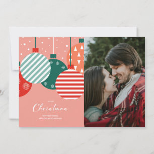 Tarjeta Festiva Adornos Navideños Retro - Encanto Clásico de las F