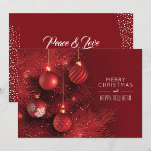 Tarjeta Festiva Adornos Navideños Rojos