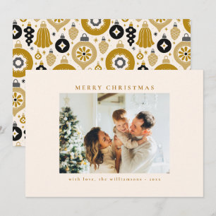 Tarjeta Festiva Adornos personalizados de oro negro Arte Foto Navi