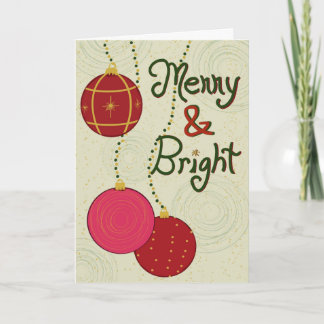 Tarjeta Festiva Adornos rojos retro alegres y brillantes