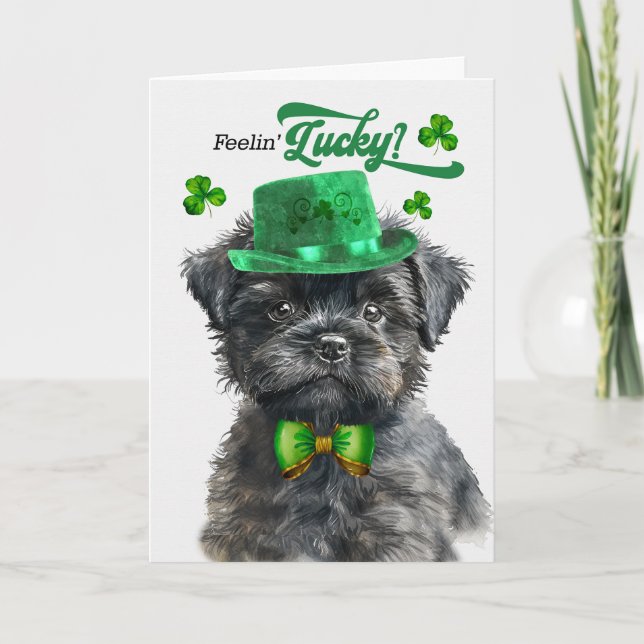Tarjeta Festiva Affenpinscher Dog Feelin, el día de San Patricio (Anverso)