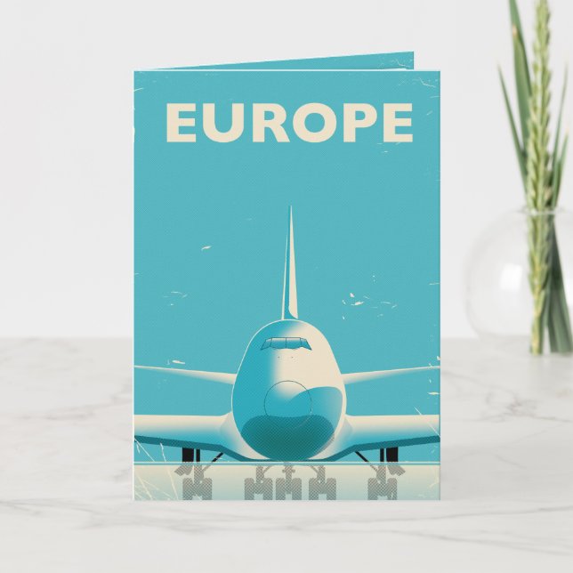 Tarjeta Festiva Afiche clásico de viajes de la compañía aérea Euro (Anverso)