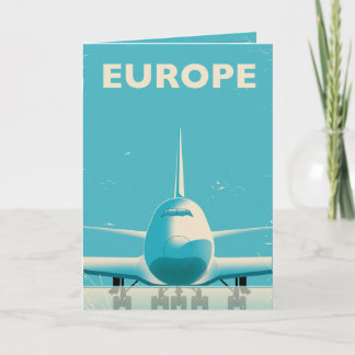 Tarjeta Festiva Afiche clásico de viajes de la compañía aérea Euro