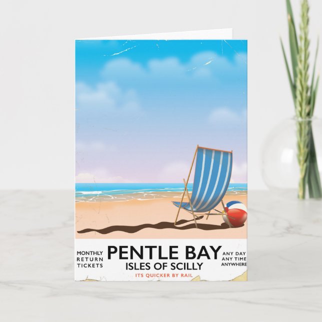Tarjeta Festiva Afiche de las Islas Pentle Bay de Scilly (Anverso)