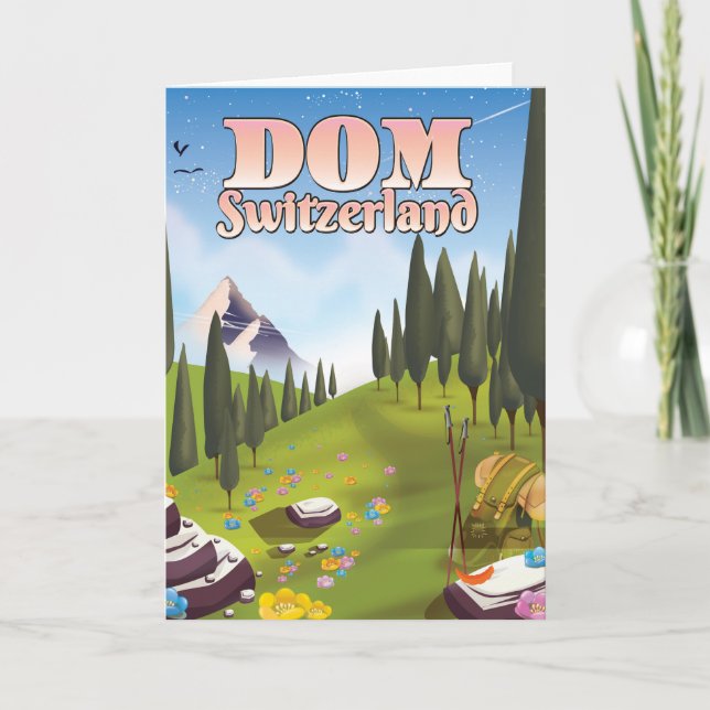 Tarjeta Festiva Afiche de viaje de Dom Suiza (Anverso)