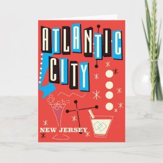 Tarjeta Festiva Afiche de viaje de juegos de azar de la ciudad atl