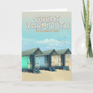 Tarjeta Festiva Afiche de viaje de la cabaña Great Yarmouth Beach