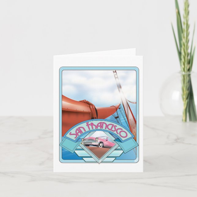 Tarjeta Festiva Afiche de viaje de San Francisco, Estados Unidos (Anverso)