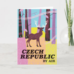 Tarjeta Festiva Afiche de Viaje de Venado de la República Checa