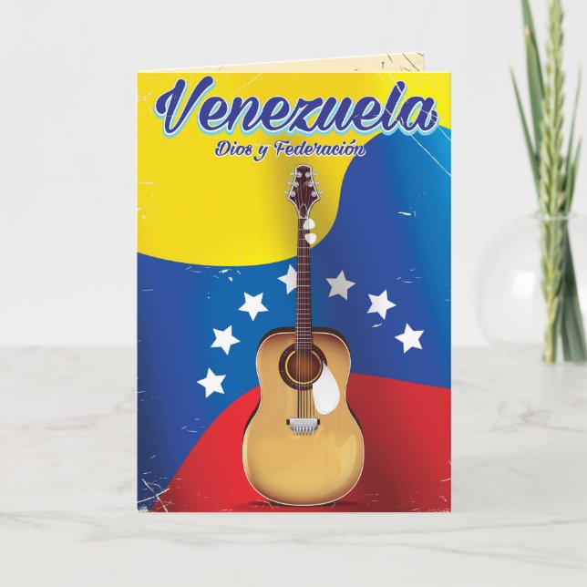 Tarjeta Festiva Afiche de viaje de Venezuela Dios y la Federación (Anverso)