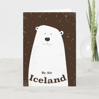 Tarjeta Festiva Afiche de viaje del Oso Polar Vintage de Islandia