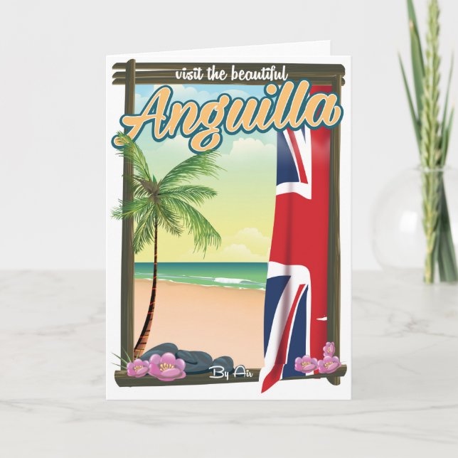 Tarjeta Festiva Afiche de viaje del Territorio Británico de Anguil (Anverso)