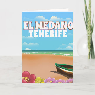 Tarjeta Festiva Afiche de viaje en la playa de El Medano Tenerife