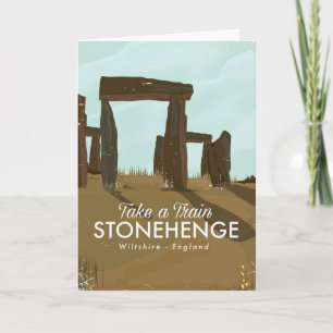 Tarjeta Festiva Afiche de viaje en tren Stonehenge Wiltshire