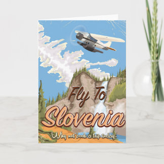 Tarjeta Festiva Afiche de viaje estilo cosecha en Eslovenia