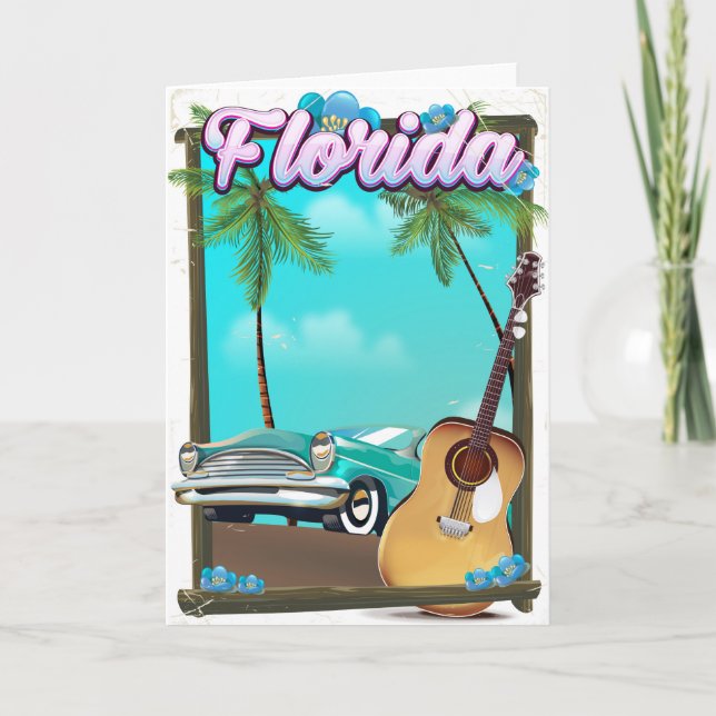 Tarjeta Festiva Afiche de viaje estilo Retro de Florida (Anverso)