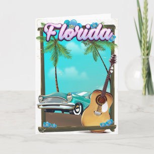 Tarjeta Festiva Afiche de viaje estilo Retro de Florida